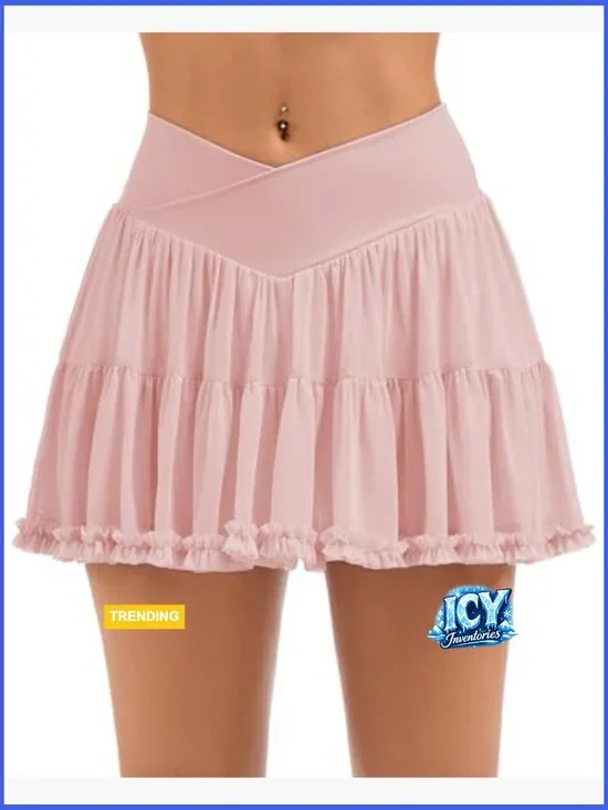 Flowy Tulle Tennis Skort with Pockets and Compression Shorts - Picture 2 of 7